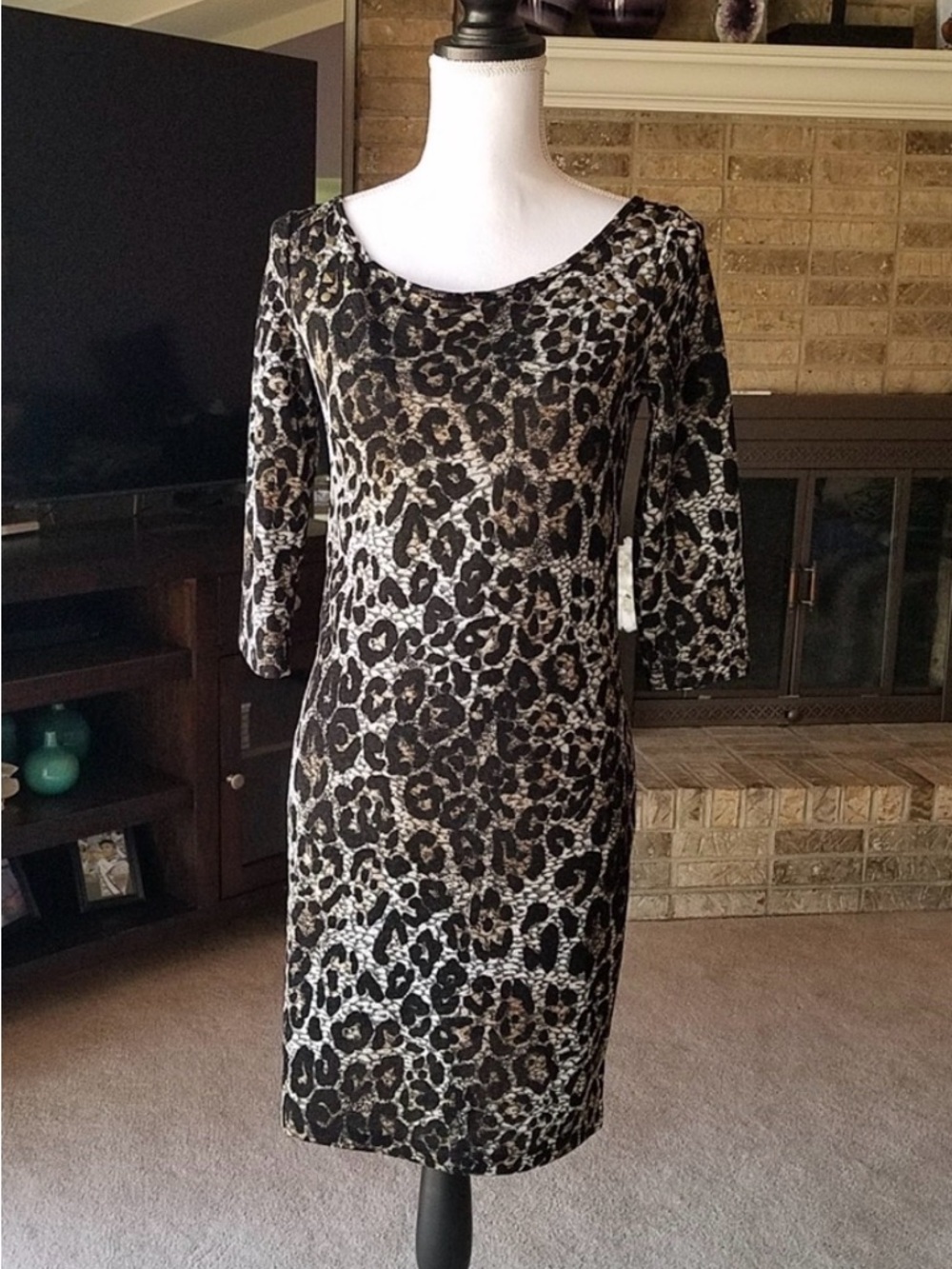 European Fashion Fitted Bodycon Animal Print Back Detail Dress from Greece